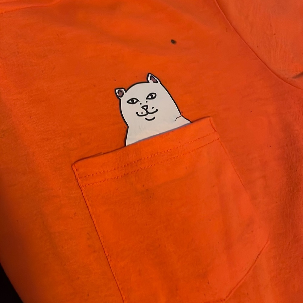 Orange cat pocket shirt